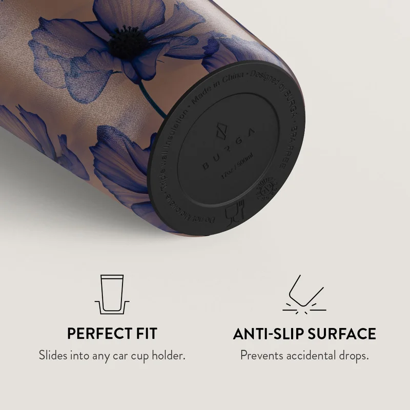 Burga  Burga Velvet Night 700ml Travel Mug Flap & Straw Set Lid Combo – BPA-Free Stainless Steel, Triple-Layer Insulated, Leak-Resistant, Premium Printed Design – Hot & Cold Drinks  | Best Price UAE